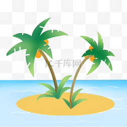 沙滩素材免抠图片_海岛椰子树免抠图PNG装饰图案