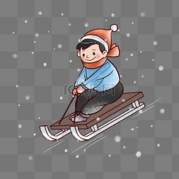 木雪橇车图片_冬天滑雪橇活动