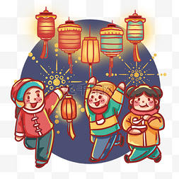 放假新年图片_小孩子开心逛庙会年俗习俗元宵春