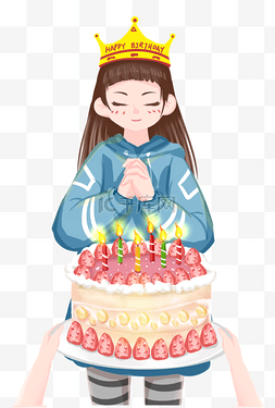 蛋糕女孩图片_女孩过生日许愿