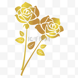 情人节玫瑰装饰图片_情人节爱情烫金玫瑰