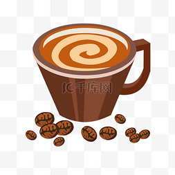 咖啡豆杯图片_褐色咖啡杯咖啡豆素材