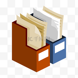 漂亮插画图片_办公用品的文件盒