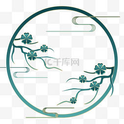 花朵中式风图片_后现代中国风金边边框