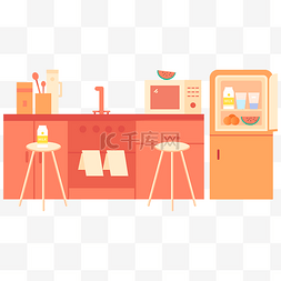 橙色系图片_橙色系温馨厨房