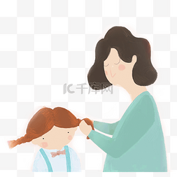 扎头发头发图片_妈妈给女儿扎头发