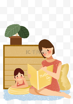 母子看书图片_看书讲故事的母子