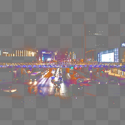 高楼大厦夜景图片_公路车水马龙都市夜景