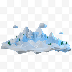 山脉3d图片_清新雪山3d元素