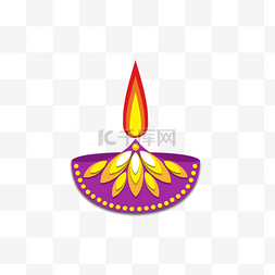 diwali排灯节剪纸风格蜡烛灯