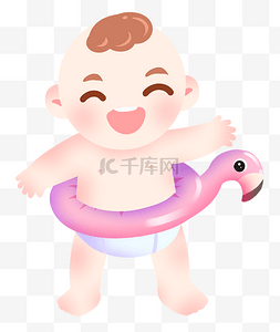 可爱婴儿人物图片_游泳的婴儿装饰插画