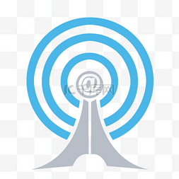 蓝色圆形信号塔插图