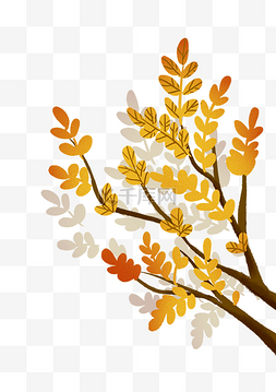 黄色树枝叶子