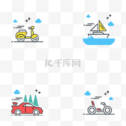 ui汽车图片_彩色创意交通工具图标元素