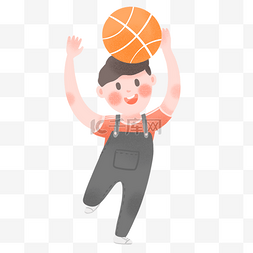 卡通打篮球图片_六一儿童节可爱男孩打篮球