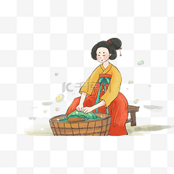 古代女子图片_古代女子洗衣服