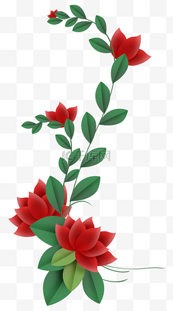 立体折纸风图片_立体红色花朵