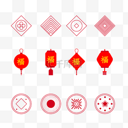 红色中国风过年春节图标