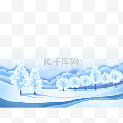 雪景下雪图片_冬日白色原野冰雪雪景装饰底框
