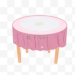 餐桌顶视图片_粉色圆形餐桌