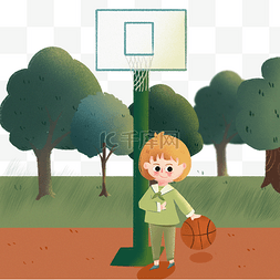 打篮球操场图片_六一儿童节女孩在操场打篮球