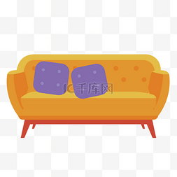 沙发设计图片_黄色圆弧沙发元素