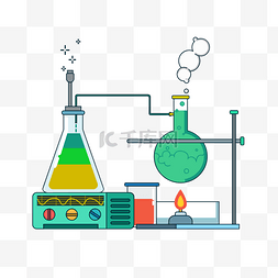 化学生物图片_矢量手绘化学教学生物实验器材免