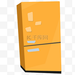卡通黄色冰箱
