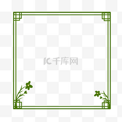 线型图片_中国风绿色小花边框