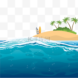 沙滩元素图片_海边沙滩小岛夏天