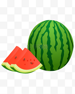 水果图片_卡通切一半的红西瓜免抠图