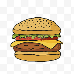 牛肉汉堡图片_手绘卡通牛肉汉堡包