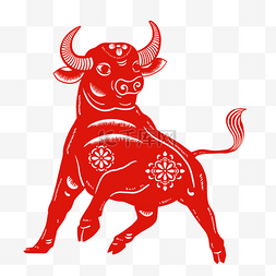 动物剪纸素材图片_2021牛年红色剪纸