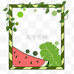 夏季西瓜绿叶边框手绘