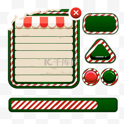 游戏界面图片_圣诞节红白条纹边框游戏主题游戏