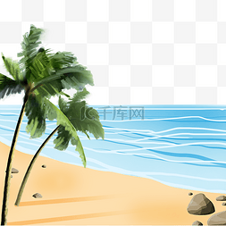 沙滩椰子树大海图片_海边沙滩海景