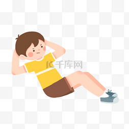 健身图片_做仰卧起坐男孩锻炼健身