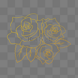 金色线描花纹玫瑰花