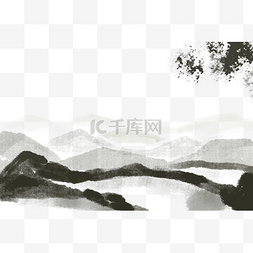 温泉图片_水墨画温泉背景谢意