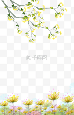 归燕图片_装饰边框迎春花春天植物PNG