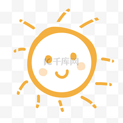 黄色线条太阳微笑卡通