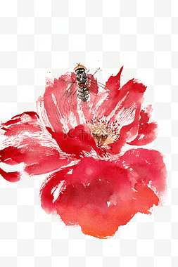 采蜜蜂图片_红花与蜜蜂