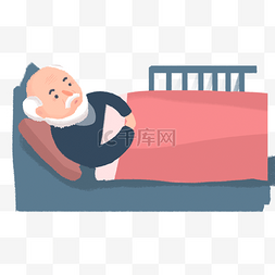 大雨下的老人图片_卧床休息老人
