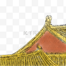 屋顶手绘图片_中式传统故宫屋檐