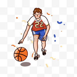 篮球少年运动插画风png免抠素材
