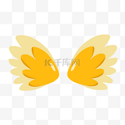 黄色渐变简单线条右边天使翅膀