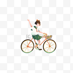 学生运动校服图片_骑自行车的女孩