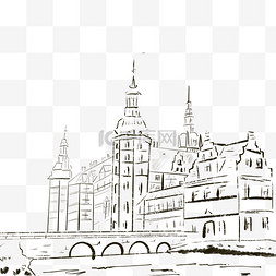 城堡图片_线描风欧洲城堡