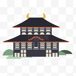 日本黑色的房子插画