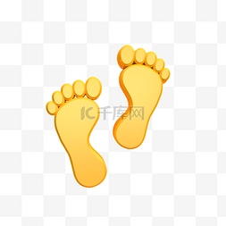 人生的脚印图片_立体黄色C4D脚印装饰